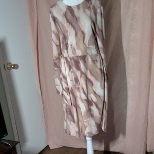 Elegant Cream and Brown Women's Dress